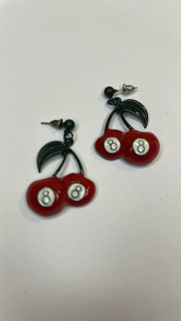 Womens Cherry Earrings Dangle themed Number 8 Pierced Jewelry